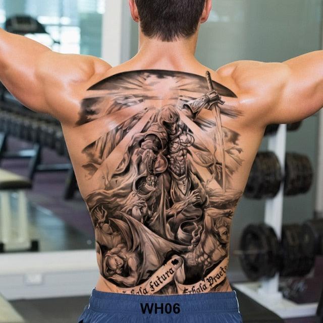 Extra Large Back Temporary Lion Tatoo Sticker Waterproof Black Luxury Big Modern  Design For Mens Stevvex