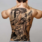 Extra Large Back Temporary Lion Tatoo Sticker Waterproof Black Luxury Big Modern  Design For Mens Stevvex
