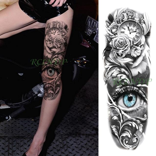 Extra Large Full Arm Leg Body Hand Waterproof Fake Tattoo Stickers Temporary Realistic Black Modern Mens Tattoo Stevvex