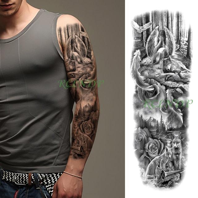 Extra Large Full Arm Leg Body Hand Waterproof Fake Tattoo Stickers Temporary Realistic Black Modern Mens Tattoo Stevvex