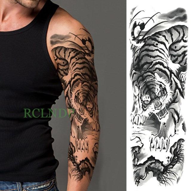 Extra Large Full Arm Leg Body Hand Waterproof Fake Tattoo Stickers Temporary Realistic Black Modern Mens Tattoo Stevvex