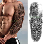 Extra Large Full Arm Leg Body Hand Waterproof Fake Tattoo Stickers Temporary Realistic Black Modern Mens Tattoo Stevvex
