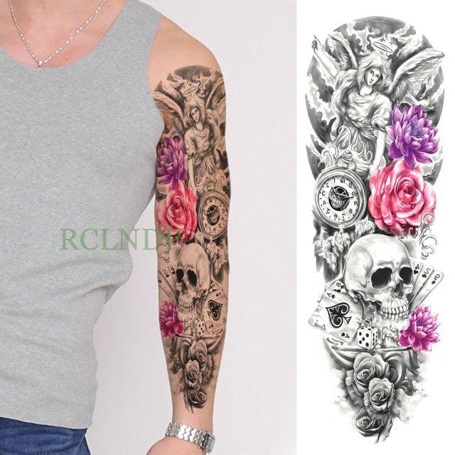 Extra Large Full Arm Leg Body Hand Waterproof Fake Tattoo Stickers Temporary Realistic Black Modern Mens Tattoo Stevvex