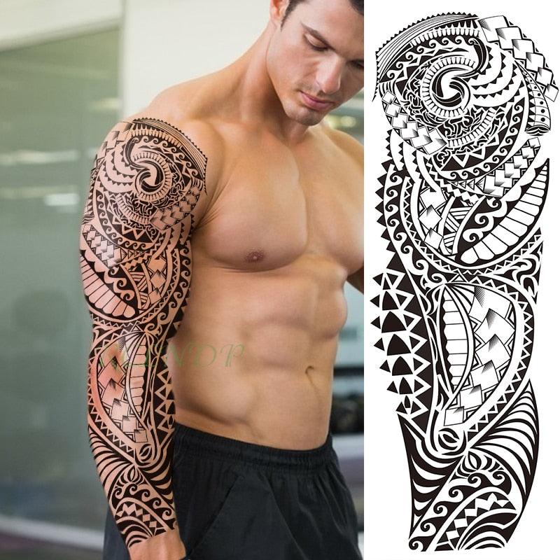 Extra Large Full Arm Leg Body Hand Waterproof Fake Tattoo Stickers Temporary Realistic Black Modern Mens Tattoo Stevvex