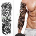 Extra Large Full Arm Leg Body Hand Waterproof Fake Tattoo Stickers Temporary Realistic Black Modern Mens Tattoo Stevvex