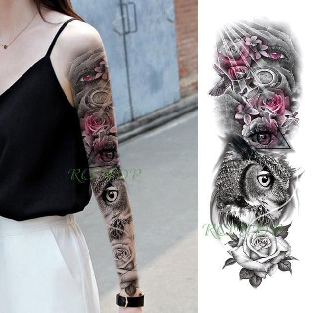 Extra Large Full Arm Leg Body Hand Waterproof Fake Tattoo Stickers Temporary Realistic Black Modern Mens Tattoo Stevvex