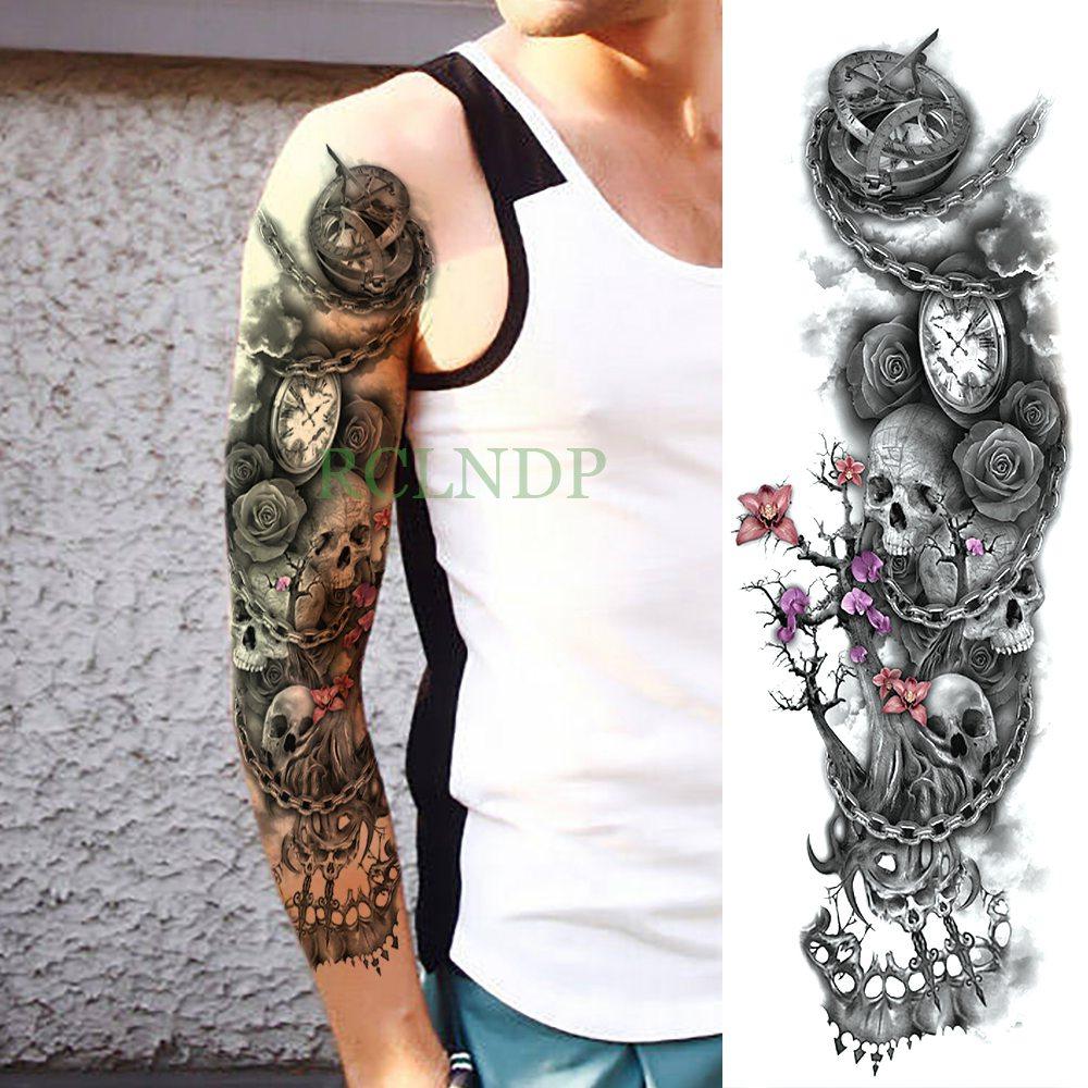 Extra Large Full Arm Leg Body Hand Waterproof Fake Tattoo Stickers Temporary Realistic Black Modern Mens Tattoo Stevvex