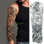 Extra Large Full Arm Leg Body Hand Waterproof Fake Tattoo Stickers Temporary Realistic Black Modern Mens Tattoo Stevvex
