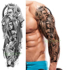 Extra Large Full Arm Leg Body Hand Waterproof Fake Tattoo Stickers Temporary Realistic Black Modern Mens Tattoo Stevvex