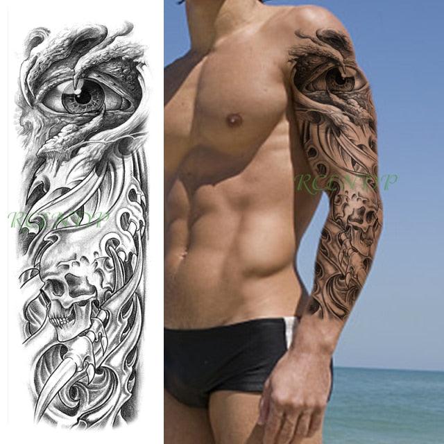 Extra Large Full Arm Leg Body Hand Waterproof Fake Tattoo Stickers Temporary Realistic Black Modern Mens Tattoo Stevvex