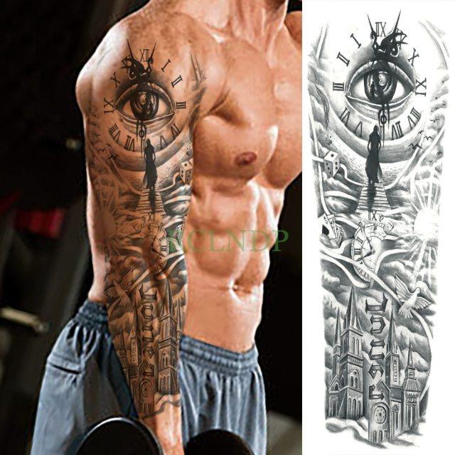 Extra Large Full Arm Leg Body Hand Waterproof Fake Tattoo Stickers Temporary Realistic Black Modern Mens Tattoo Stevvex