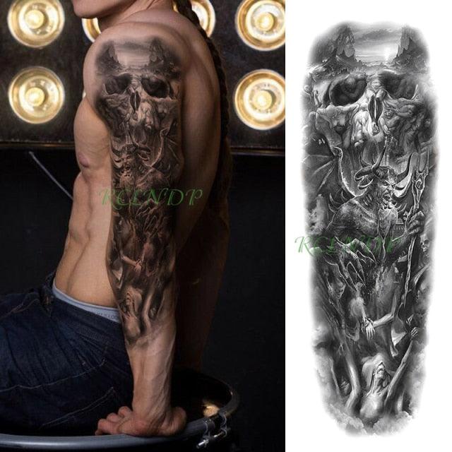 Extra Large Full Arm Leg Body Hand Waterproof Fake Tattoo Stickers Temporary Realistic Black Modern Mens Tattoo Stevvex