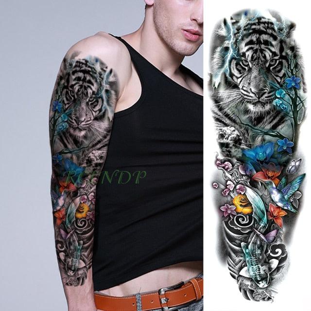 Extra Large Full Arm Leg Body Hand Waterproof Fake Tattoo Stickers Temporary Realistic Black Modern Mens Tattoo Stevvex