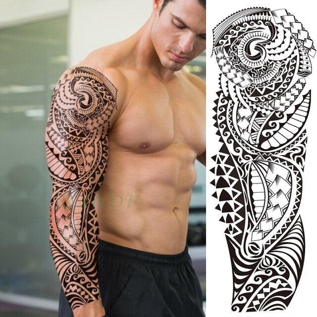 Extra Large Full Arm Leg Body Hand Waterproof Fake Tattoo Stickers Temporary Realistic Black Modern Mens Tattoo Stevvex