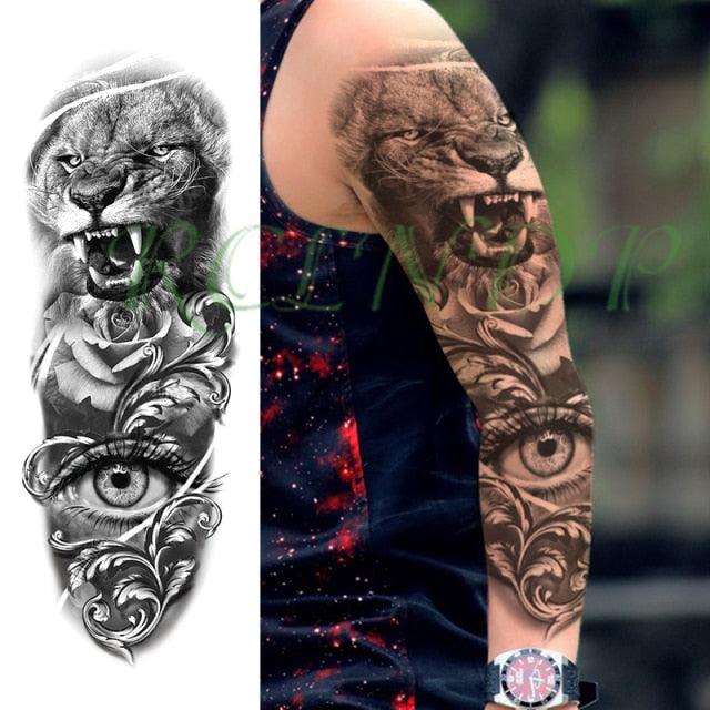 Extra Large Full Arm Leg Body Hand Waterproof Fake Tattoo Stickers Temporary Realistic Black Modern Mens Tattoo Stevvex