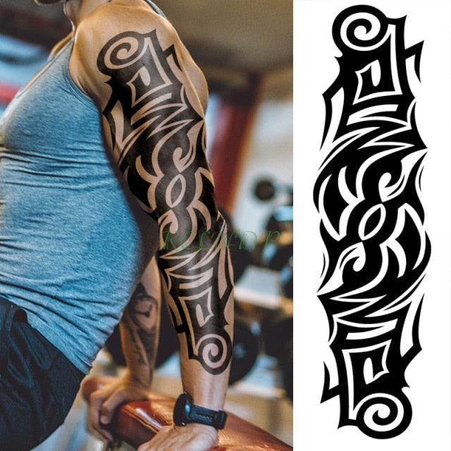Extra Large Full Arm Leg Body Hand Waterproof Fake Tattoo Stickers Temporary Realistic Black Modern Mens Tattoo Stevvex