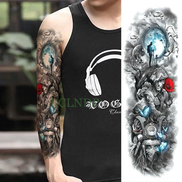 Extra Large Full Arm Leg Body Hand Waterproof Fake Tattoo Stickers Temporary Realistic Black Modern Mens Tattoo Stevvex