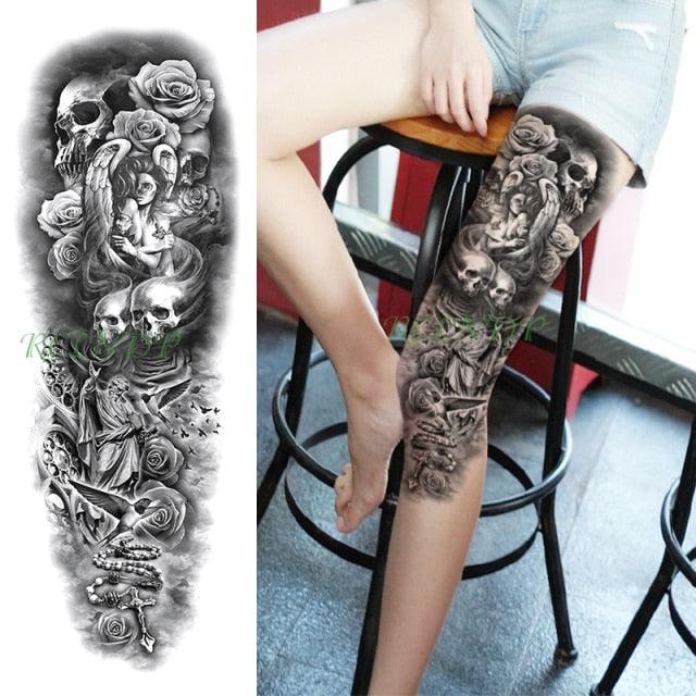 Extra Large Full Arm Leg Body Hand Waterproof Fake Tattoo Stickers Temporary Realistic Black Modern Mens Tattoo Stevvex