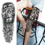Extra Large Full Arm Leg Body Hand Waterproof Fake Tattoo Stickers Temporary Realistic Black Modern Mens Tattoo Stevvex