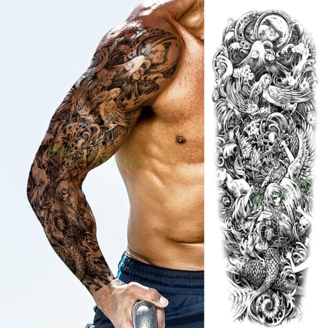 Extra Large Full Arm Leg Body Hand Waterproof Fake Tattoo Stickers Temporary Realistic Black Modern Mens Tattoo Stevvex