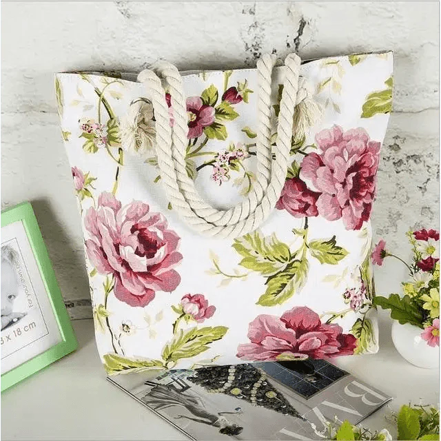 Eye-Catching Fashionable Folding Women Big Size Handbag Ladies Casual Flower Printing Canvas Graffiti Shoulder Bag Stevvex