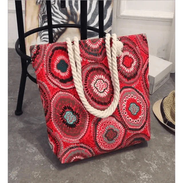 Eye-Catching Fashionable Folding Women Big Size Handbag Ladies Casual Flower Printing Canvas Graffiti Shoulder Bag Stevvex