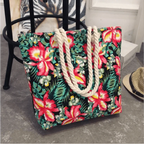 Eye-Catching Fashionable Folding Women Big Size Handbag Ladies Casual Flower Printing Canvas Graffiti Shoulder Bag Stevvex