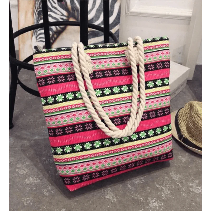 Eye-Catching Fashionable Folding Women Big Size Handbag Ladies Casual Flower Printing Canvas Graffiti Shoulder Bag Stevvex