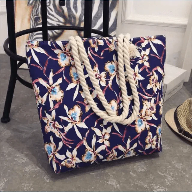 Eye-Catching Fashionable Folding Women Big Size Handbag Ladies Casual Flower Printing Canvas Graffiti Shoulder Bag Stevvex