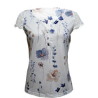 Ladies' Floral Print V-neck Button Casual Lace Patchwork Sleeve Fashionable Vacation Top Shirt - SJB-DIAMOND ELITES