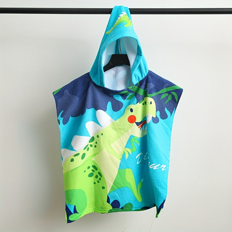 1pc Children's Bath Towel, Cartoon Pattern Hooded Bathrobe, Soft Microfiber Kids' Bath Towel, Soft Cloak Blanket, Wearable Beach Towel, Beach Essential, Bathroom Supplies Lootquake LLC