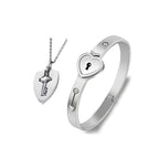 Stainless Steel Love Heart Lock Bangle Bracelet Pi-Mart