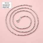 Sterling Silver Moon Beads Hexagon Beads Necklace For Women Pi-Mart