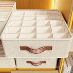 [Popular Choice] 1pc Beige Foldable Drawer Organizer with Rose Golden Handles - Stackable Fabric Storage Bin for Socks, Underwear, Bras, Ties & Accessories - Contemporary Closet Organization Solution, Closet Organizers And St Lootquake LLC