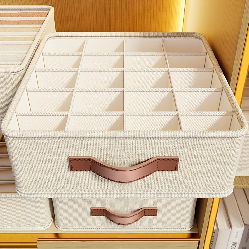 [Popular Choice] 1pc Beige Foldable Drawer Organizer with Rose Golden Handles - Stackable Fabric Storage Bin for Socks, Underwear, Bras, Ties & Accessories - Contemporary Closet Organization Solution, Closet Organizers And St Lootquake LLC