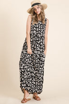 Leopard Maxi Dress with Pockets – Trendy Leopard Print Dress, Pocketed Maxi Dress, Shirred Waist Dress, Comfortable Leopard Dress, Stylish Maxi Dress, Chic Animal Print Dress, Casual Chic Maxi Dress Stevvex