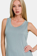 Scoop Neck Wide Strap Tank Dress For Women – Simple & Classic, Flattering Scoop Neck, Comfortable Wide Strap Design