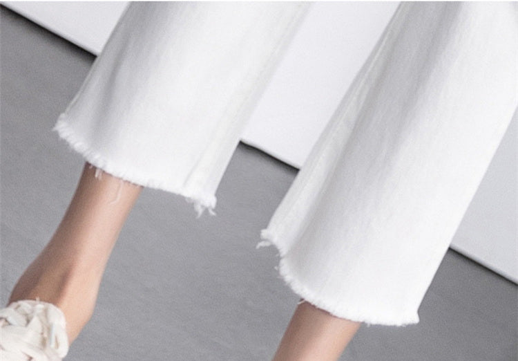 White Jeans Thin and Straight Slim for Spring and Autumn Cropped pants SHOMICOBOUTIQUE