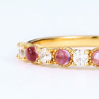 Lavender Amethyst White Zirconium Women's S925 Silver Gold Plated Ring Pi-Mart