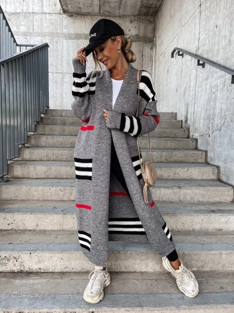 Women Stripe Sweater Casual Wear Pi-Mart