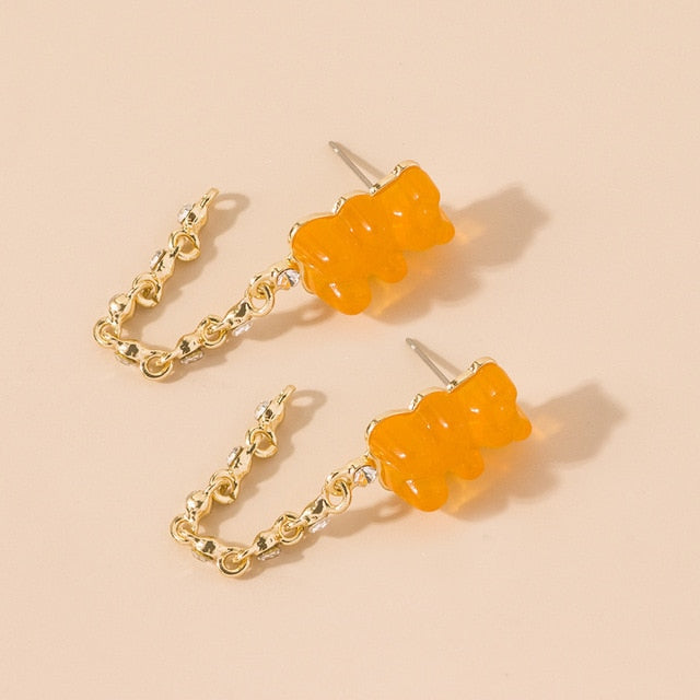 Cute Acrylic Gummy Bear Dangle Earrings Pi-Mart