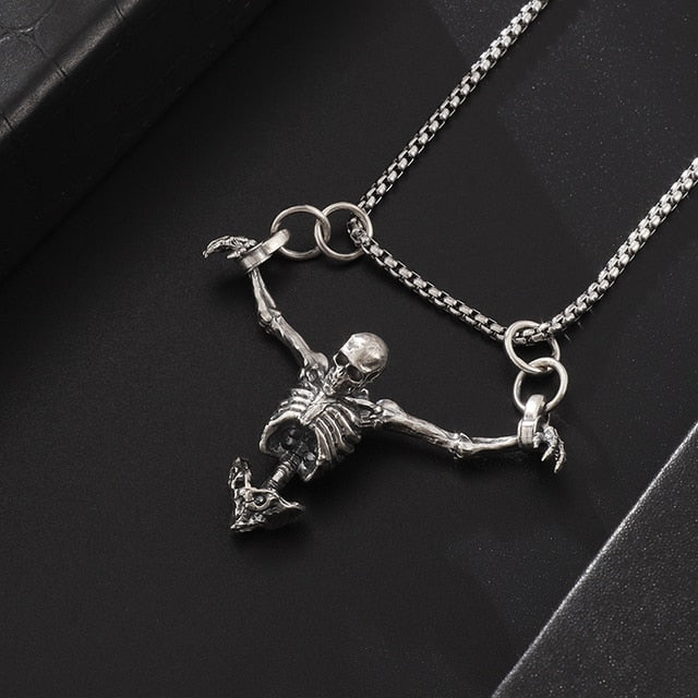 Crucifixion Skull Pendant Necklace Pi-Mart