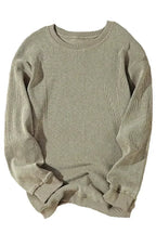 Green Ribbed Knit Sweatshirt - Round Neck Pullover | Femstylo
