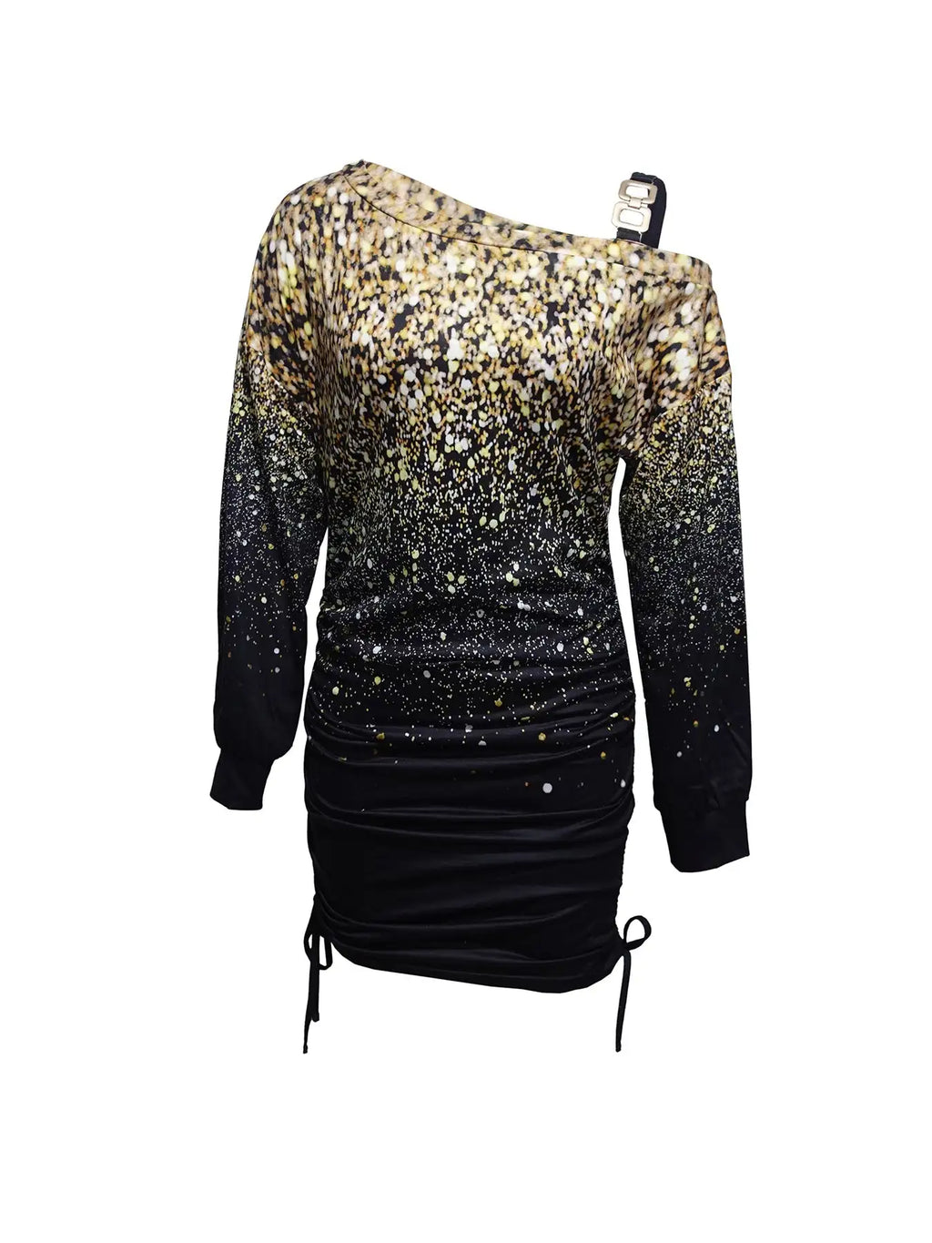 Ladies' Printed Off Shoulder Casual Bag Hip Dress - SJB-DIAMOND ELITES