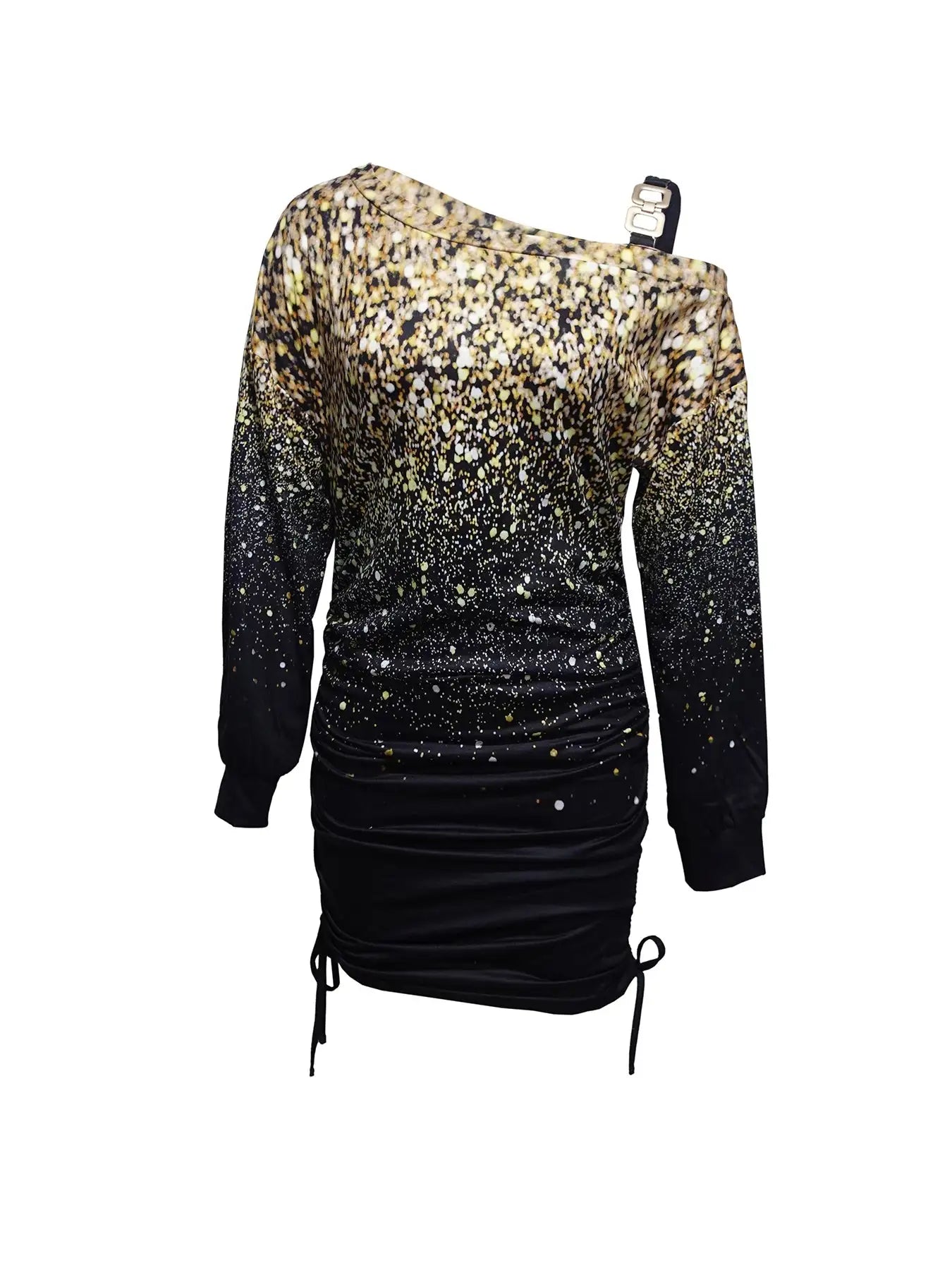 Ladies' Printed Off Shoulder Casual Bag Hip Dress - SJB-DIAMOND ELITES