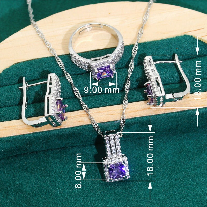 Zircon Bracelet Necklace Earring Ring Pi-Mart