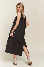 Drawstring Slit Back Cargo Summer Dress For Women – Trendy Utility-Inspired Dress with Adjustable Fit and Slit Back for Casual and Everyday Wear