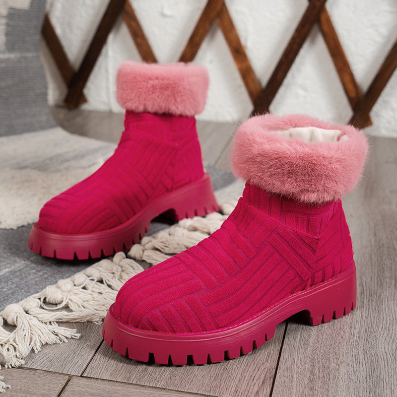 Winter Ankle Boots Fashoin Thick-soled Thickened Snow Boots For Women Plush Shoes Pi-Mart