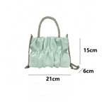 Mini rhinestone hand-held pleated bag, fashion party tote crossbody cloud chain woman - SJB-DIAMOND ELITES