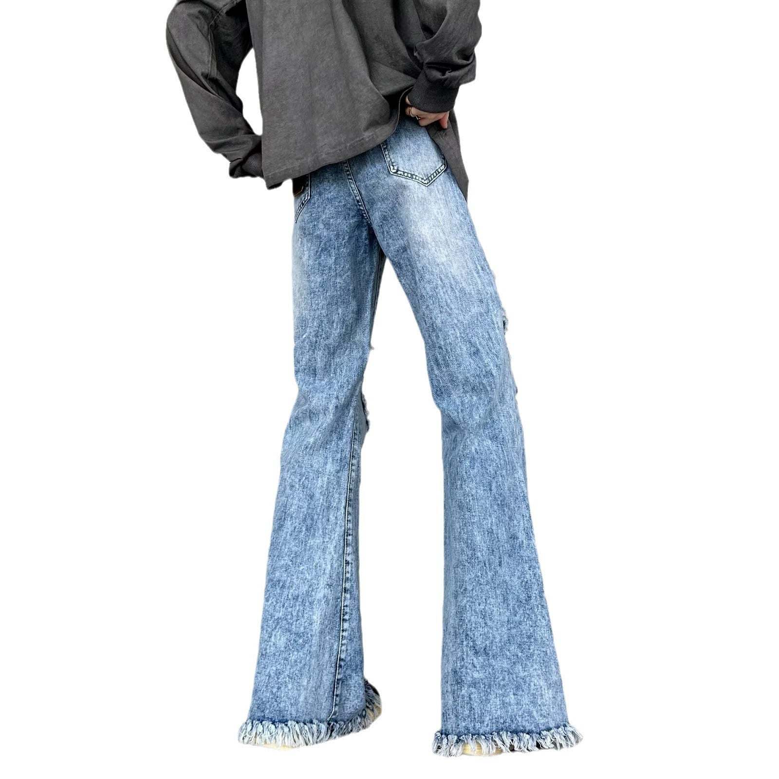 Retro Make Old Ripped Slim-fit Blue Jeans Lootquake LLC